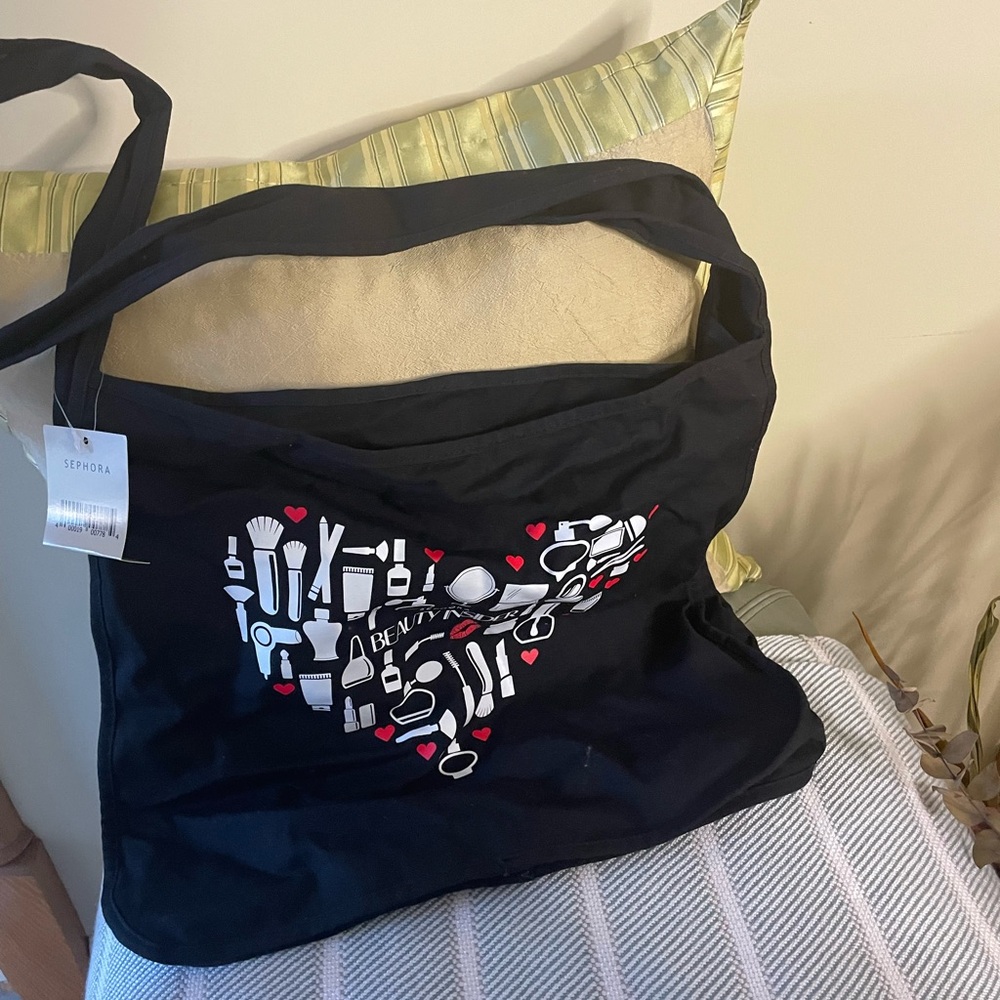 Sephora Black Tote with Heart and Beauty Icons